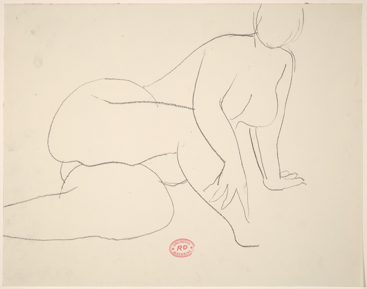 Untitled [nude resting on her left side and leaning on her left hand] by Richard Diebenkorn