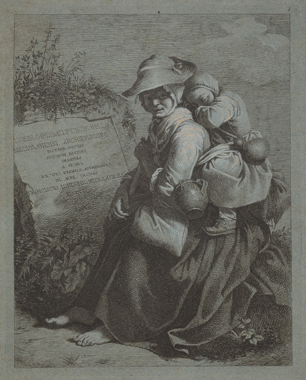 Seated Peasant Woman with Sleeping Child by Francesco Londonio