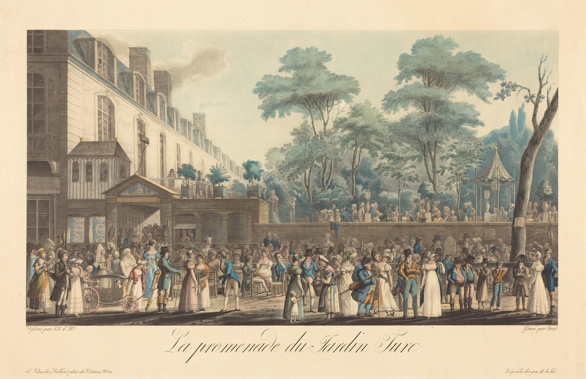 La promenade au Jardin Turc by Jean-Pierre-Marie Jazet after Jean Joseph Bastier de Bez