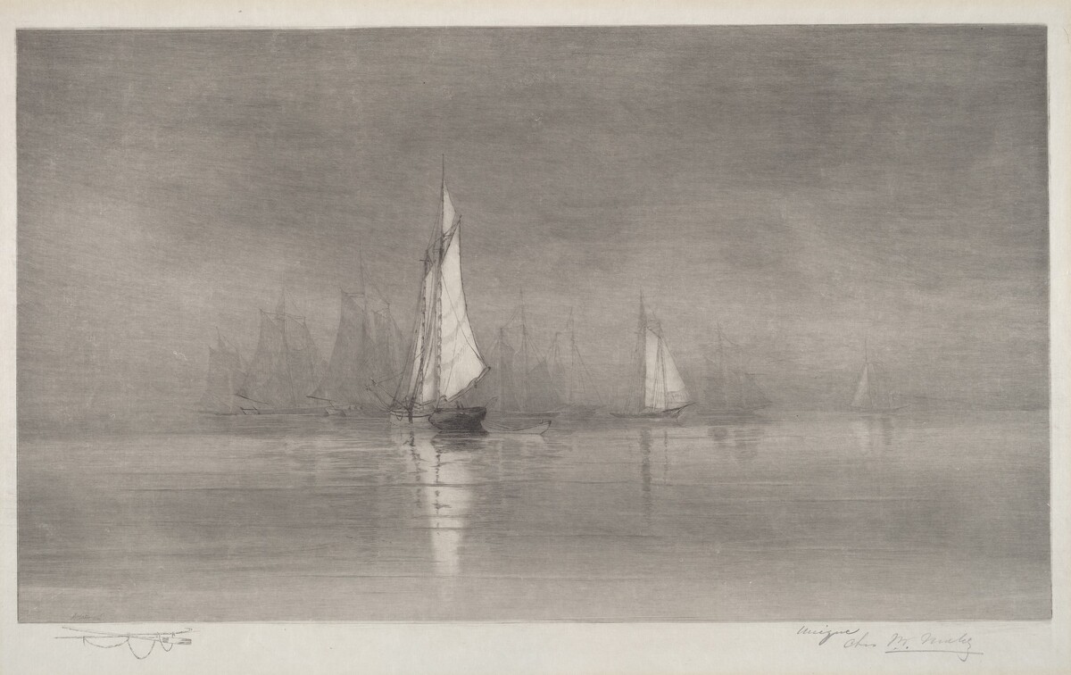 Untitled (Harbor Scene with Sailboats) by Charles Frederick William Mielatz