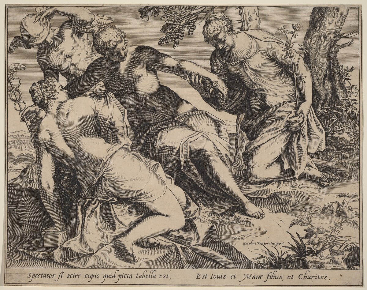 Mercury and the Three Graces by Agostino Carracci after Jacopo Tintoretto