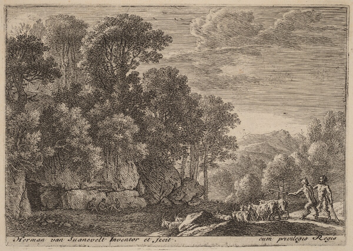 Two Satyrs Tending a Flock of Goats by Herman van Swanevelt