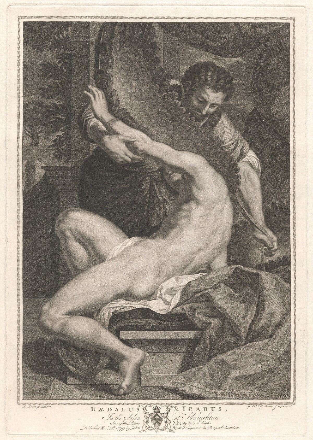 Daedalus and Icarus by Georg Siegmund Facius, and Johann Gottlieb Facius, after Charles Le Brun