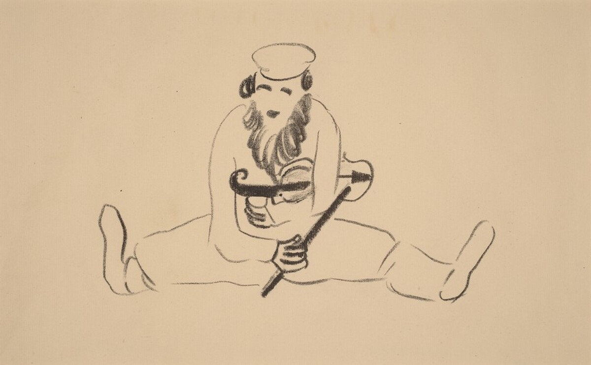 Bearded Man Seated with a Violin under His Arm by Marc Chagall