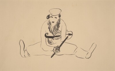 Bearded Man Seated with a Violin under His Arm
