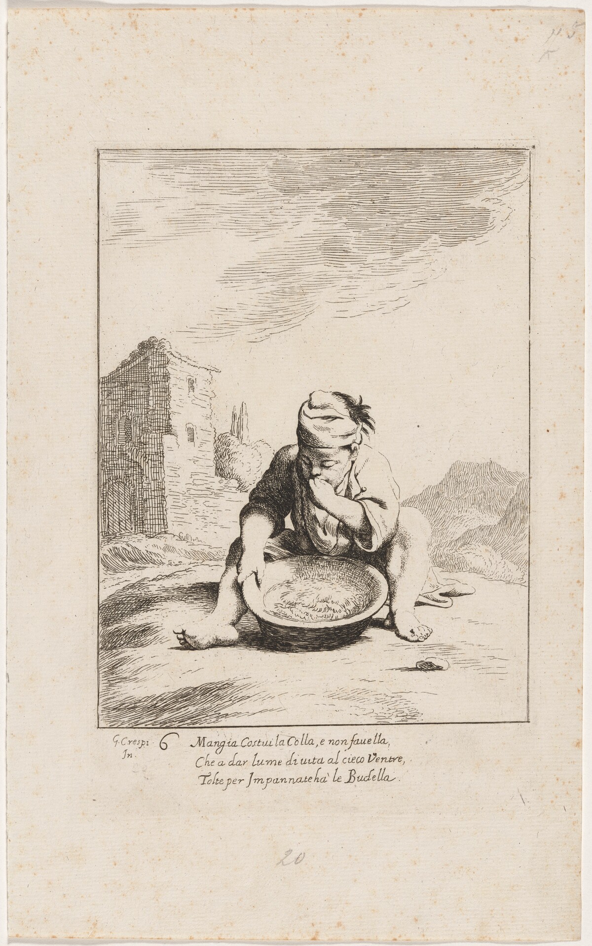 Cacasenno Eating Pasta by Giuseppe Maria Crespi and Ludovico Mattioli