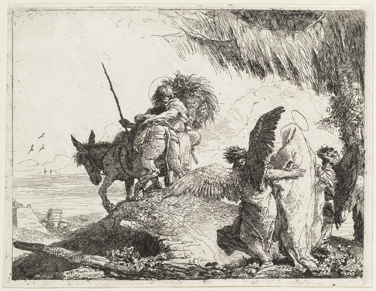 The Flight, with Madonna at Right Supported by Angels by Giovanni Domenico Tiepolo