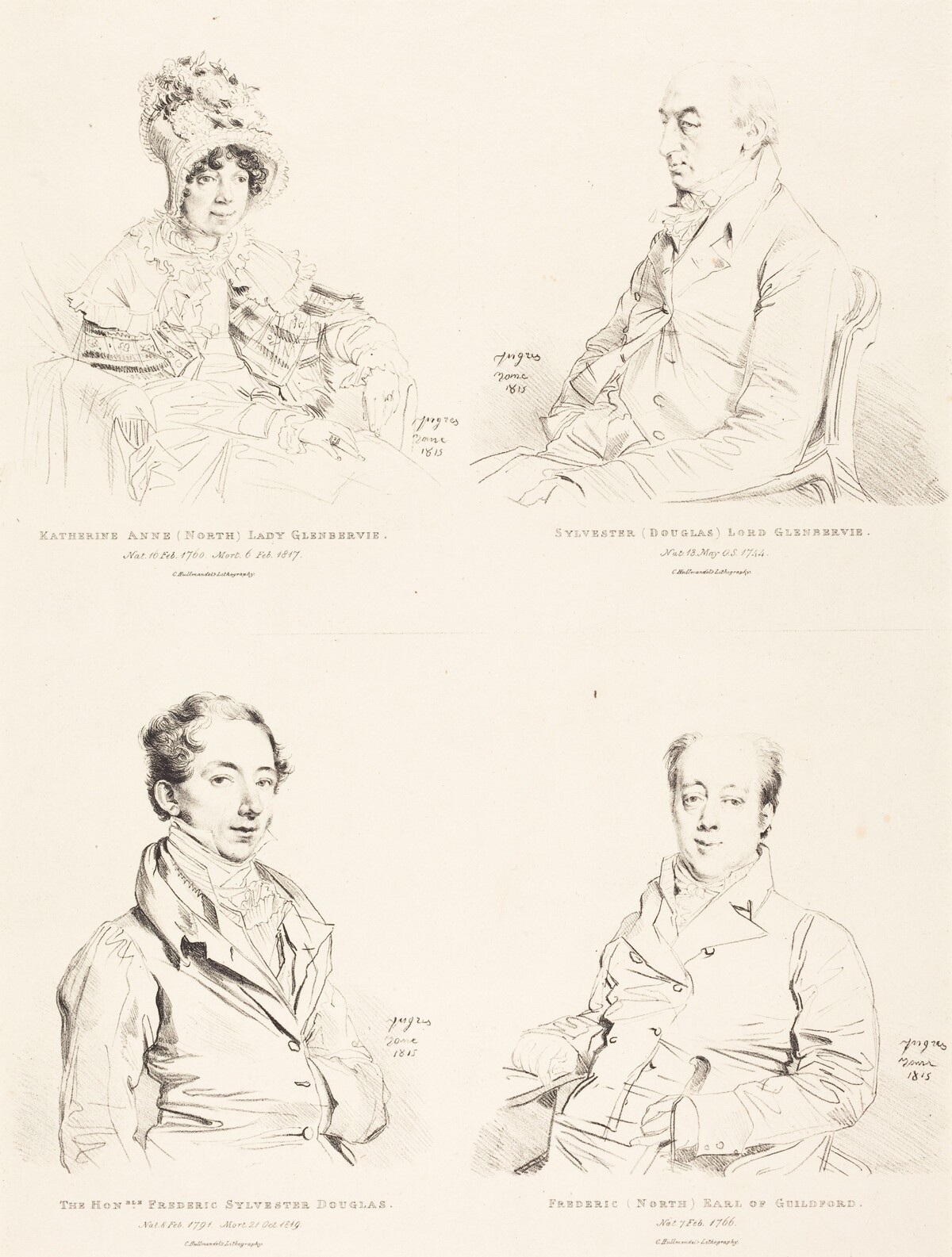 Sylvester (Douglas) Lord Glenbervie; Katherine Anne (North) Glenbervie; Frederic (North) Earl of Guilford; Frederic Sylvester Douglas by Jean-Auguste-Dominique Ingres