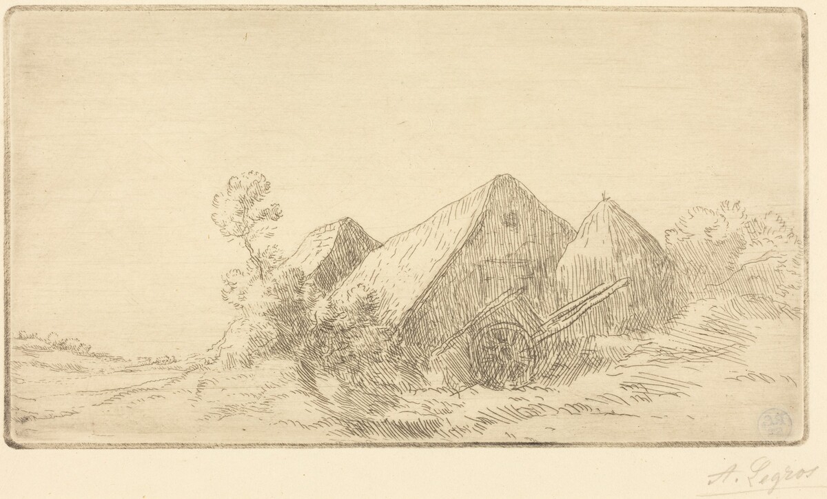 Cottage with a Cart (Chaumiere a la charette) by Alphonse Legros