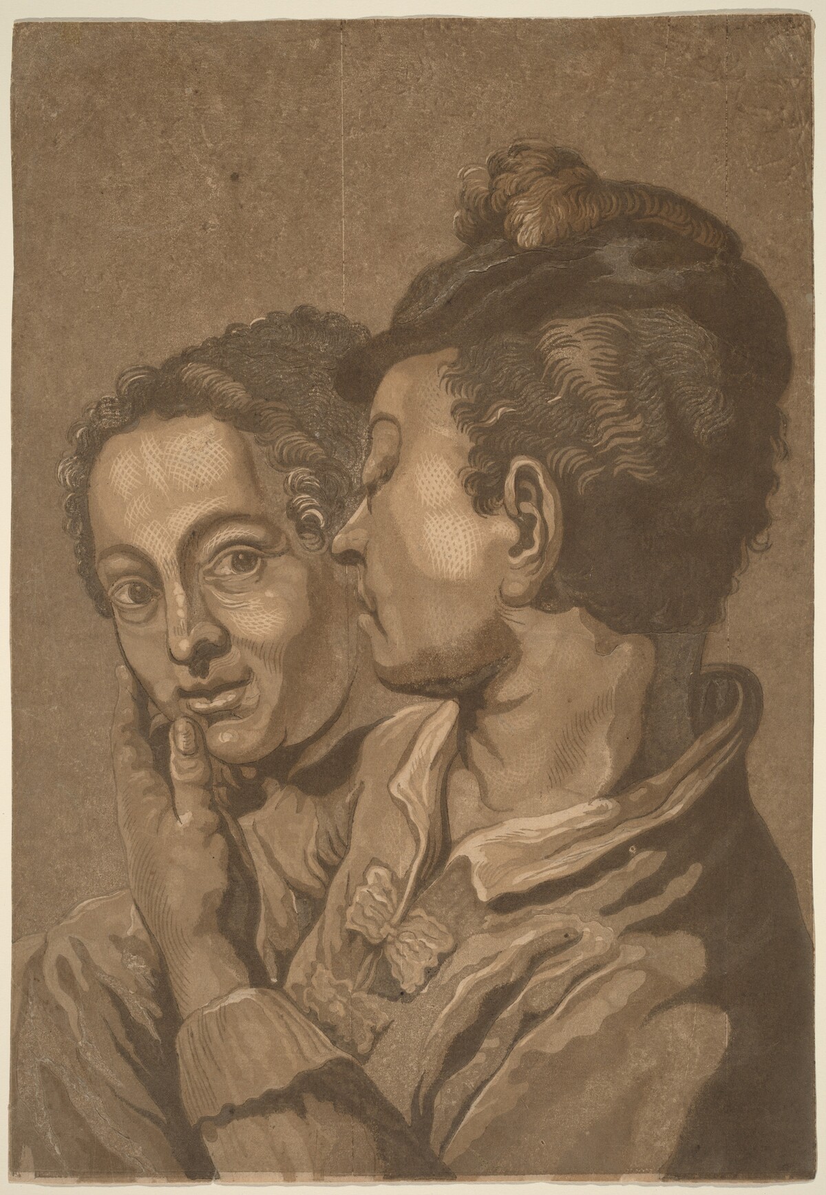 Two Lovers by attributed to John Baptist Jackson, probably after Giovanni Battista Piazzetta