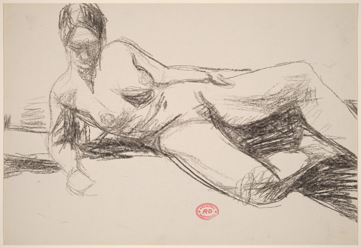 Untitled [reclining nude leaning on her right arm] by Richard Diebenkorn
