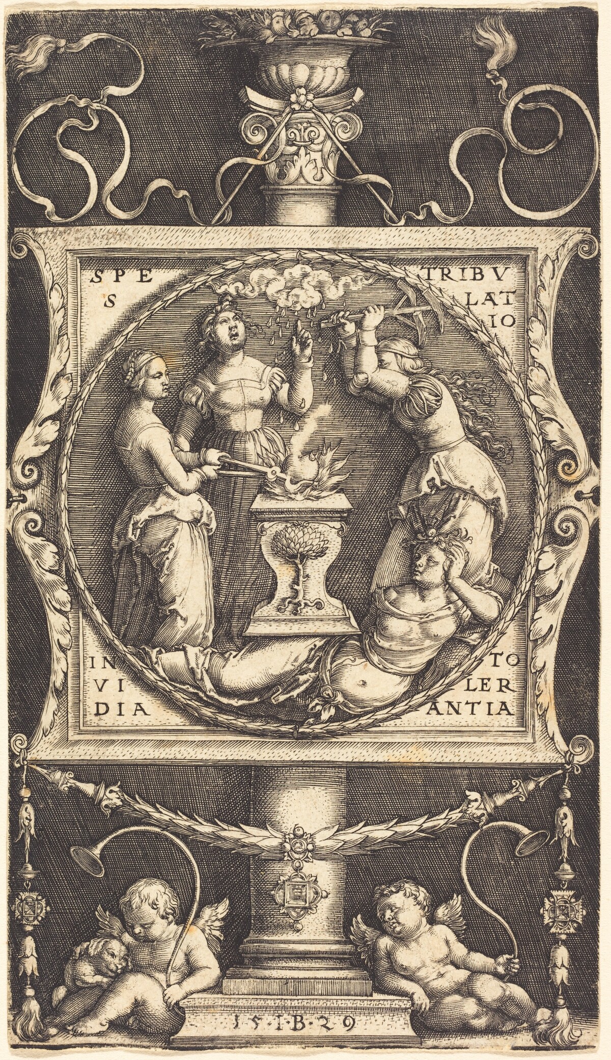 Emblem with Hope, Tribulation, Envy, and Tolerance by Master IB