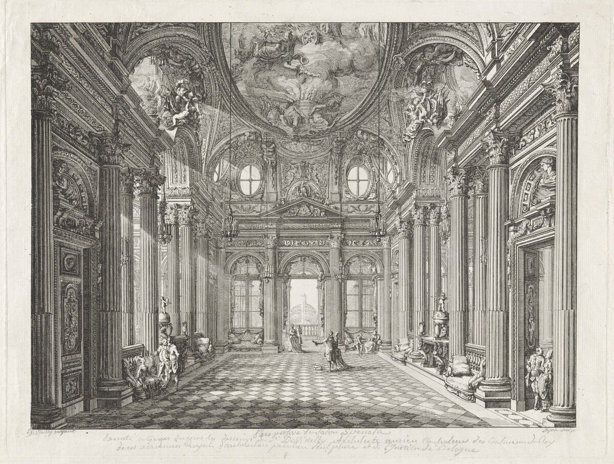 Perspectival View of the Salon of the Palazzo Spinola, Genoa by Louis-Jean Desprez, after Charles de Wailly