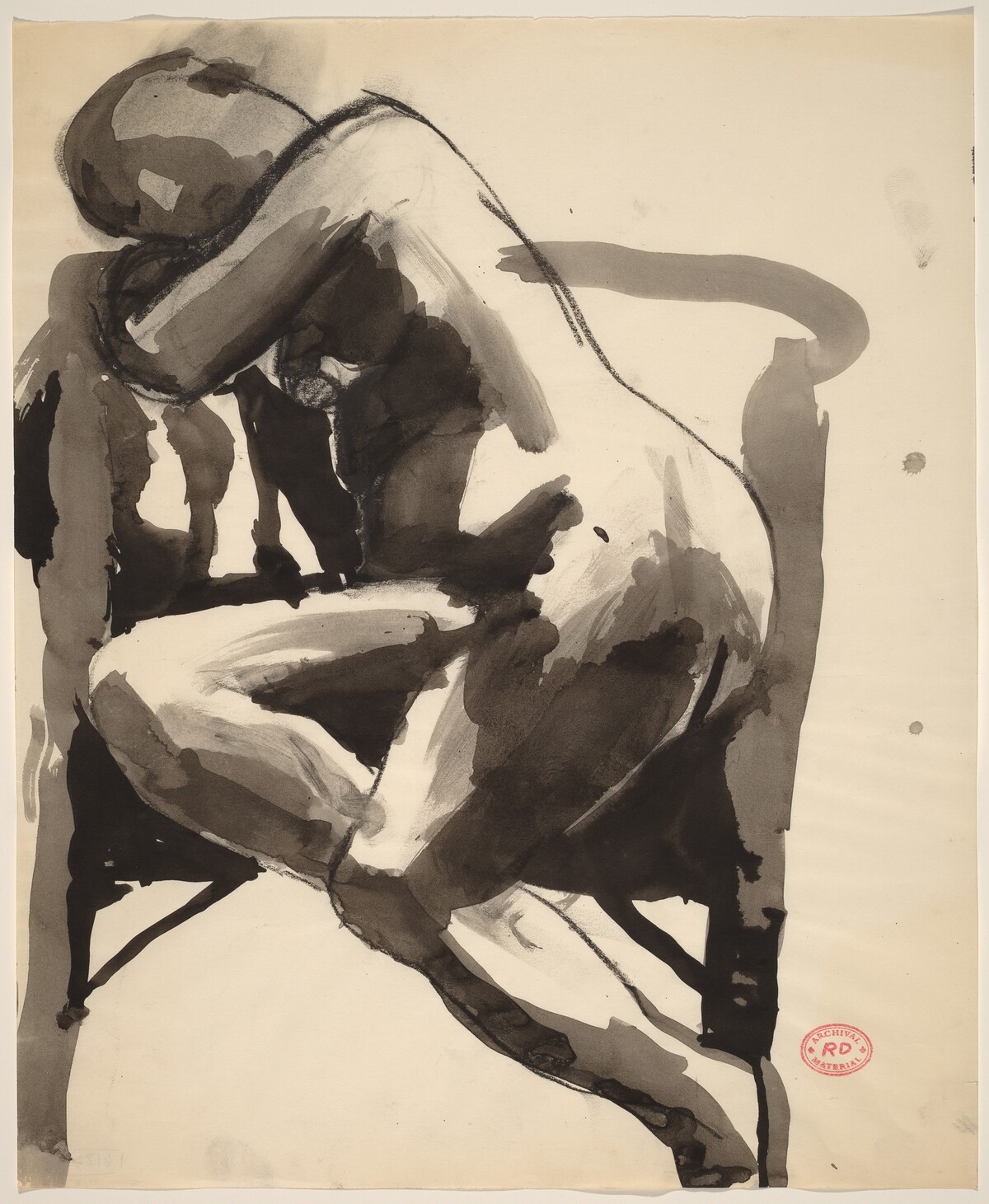 Untitled [seated female nude leaning into a chair] by Richard Diebenkorn