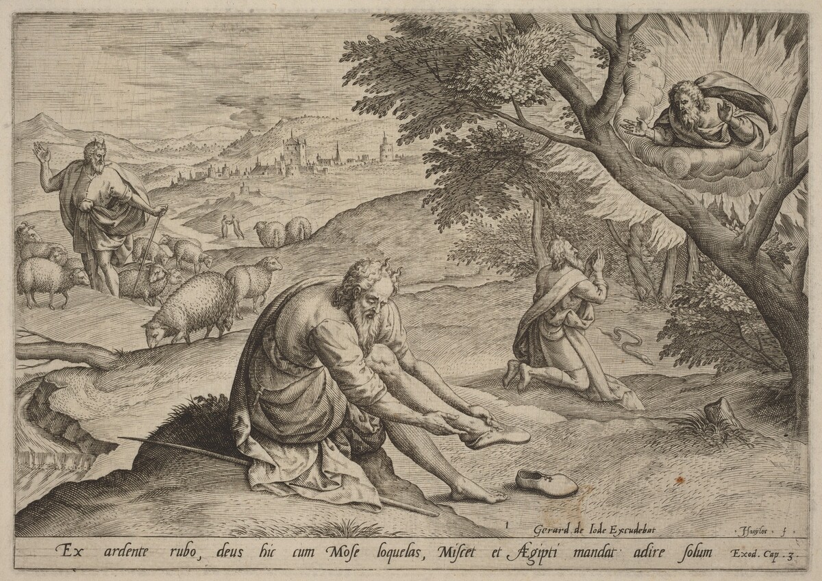 God Appearing to Moses by Jan Sadeler I, after Maarten van Cleef