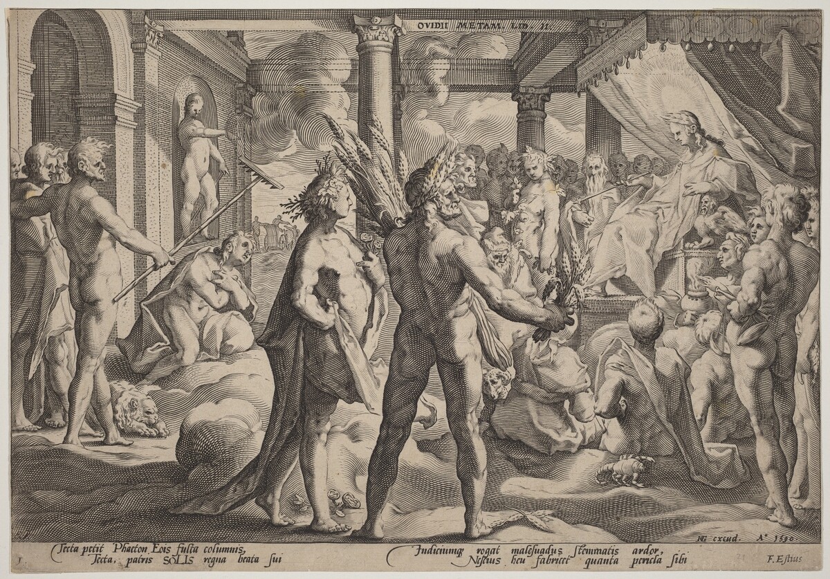 Phaeton Asking for the Chariot by Workshop of Hendrick Goltzius, after Hendrick Goltzius