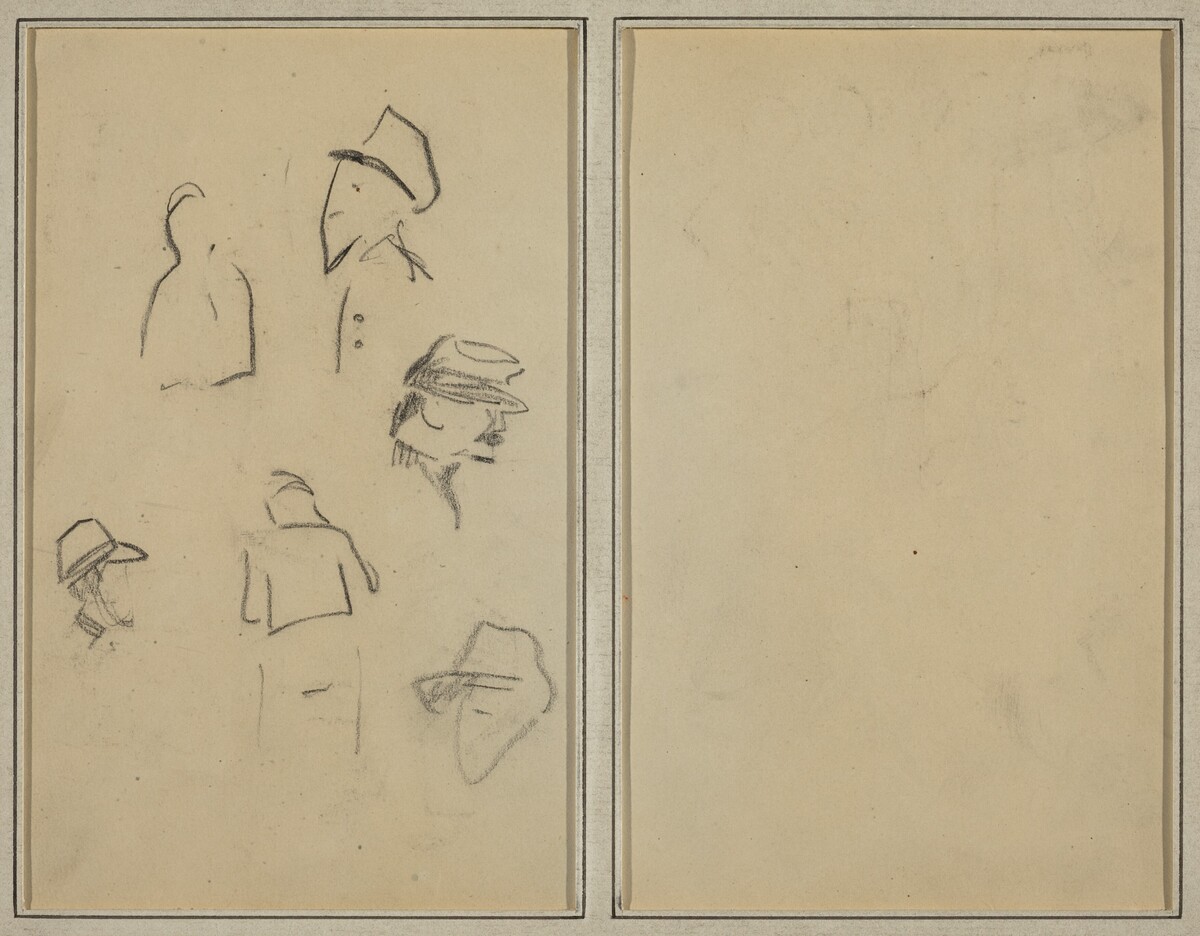 Four Heads and Two Figures [verso] by Paul Gauguin