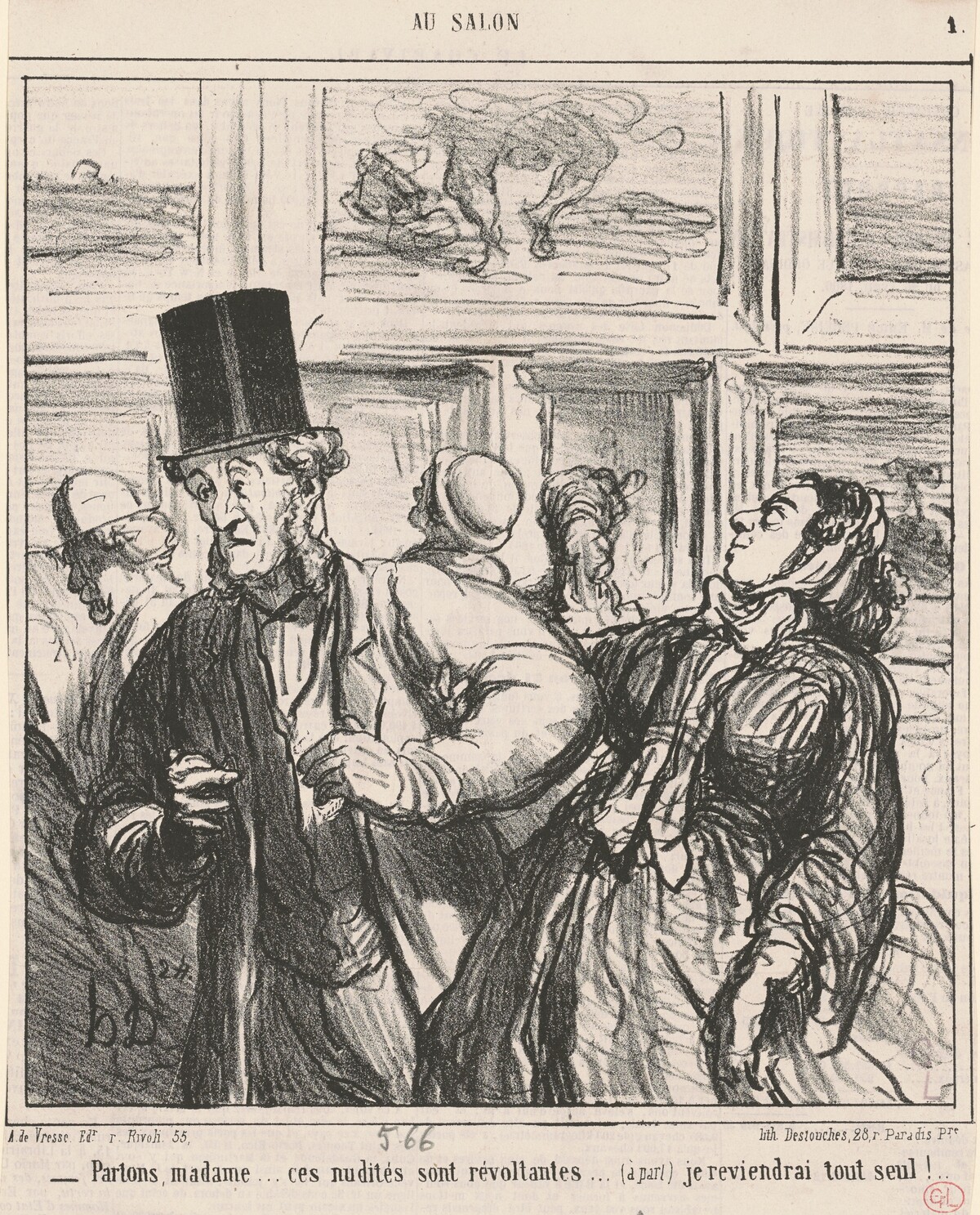 Parlons, Madame...ces nudités sont révoltantes... by Honoré Daumier