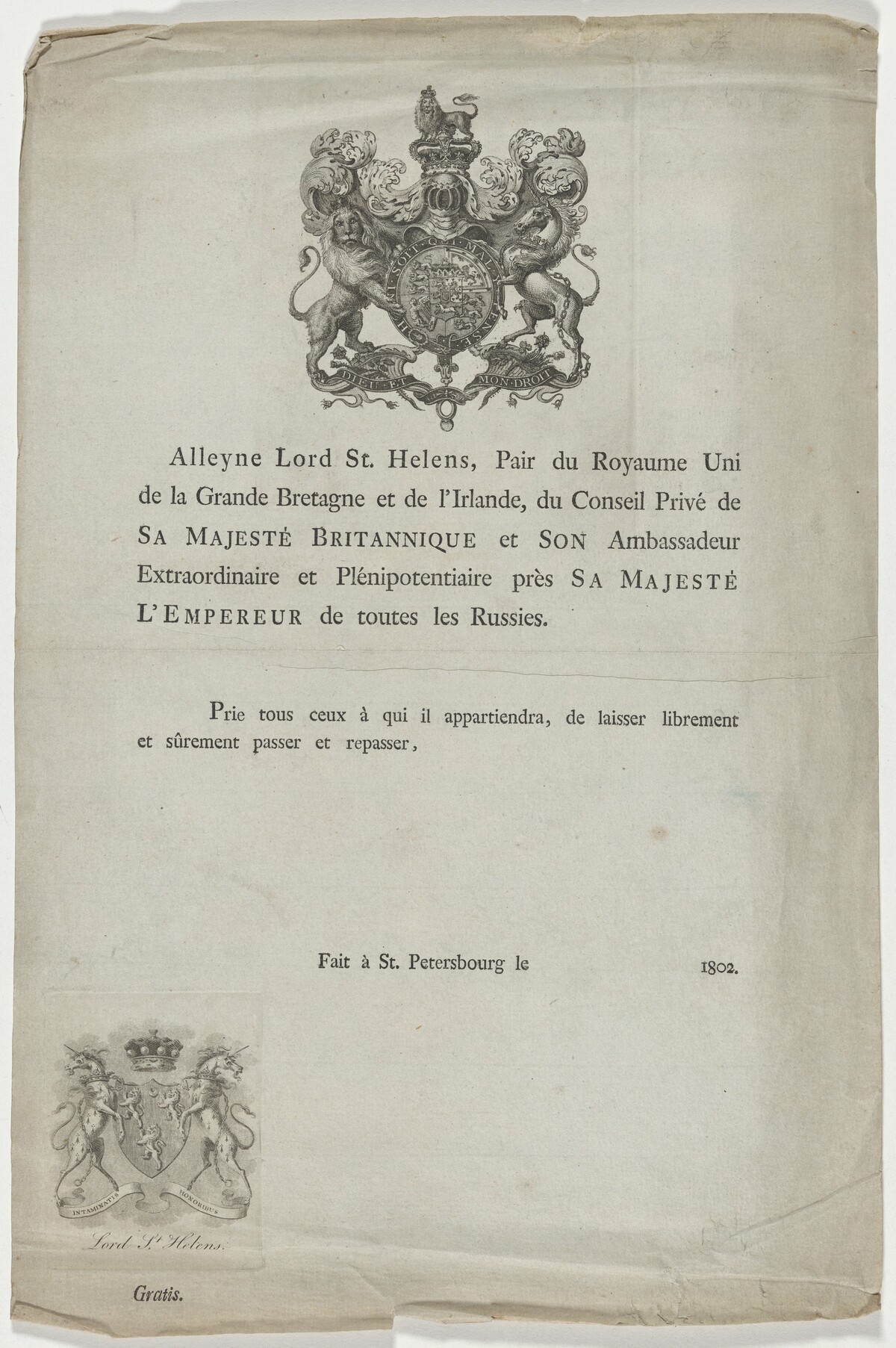 Title Page of Book by Alleyne, Lord St. Helens by Unknown Artist
