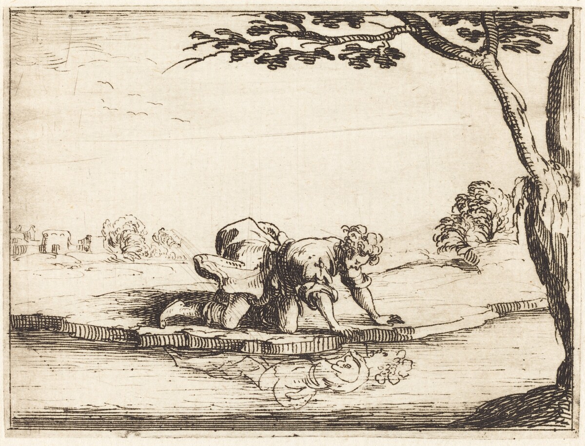 Narcissus Looking in the Water by Jacques Callot