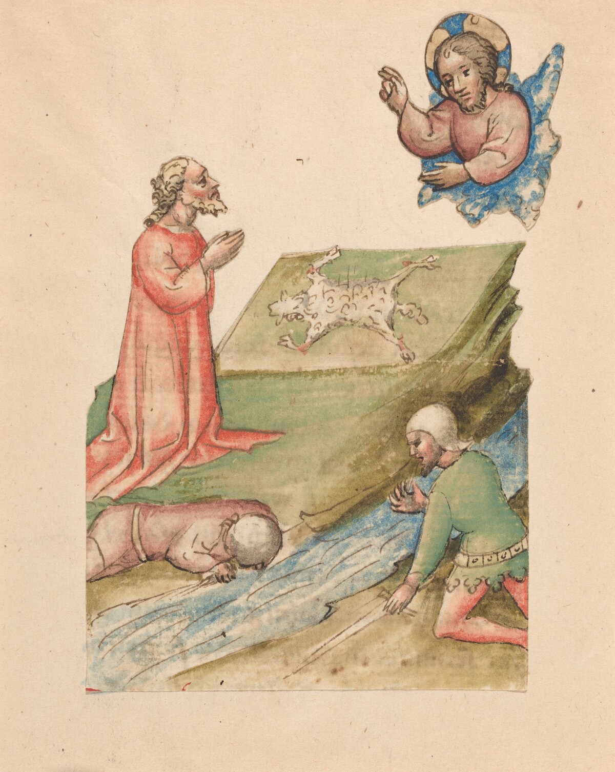 Gideon and the Fleece, with the Selection of Gideon's Army by Austrian 15th Century