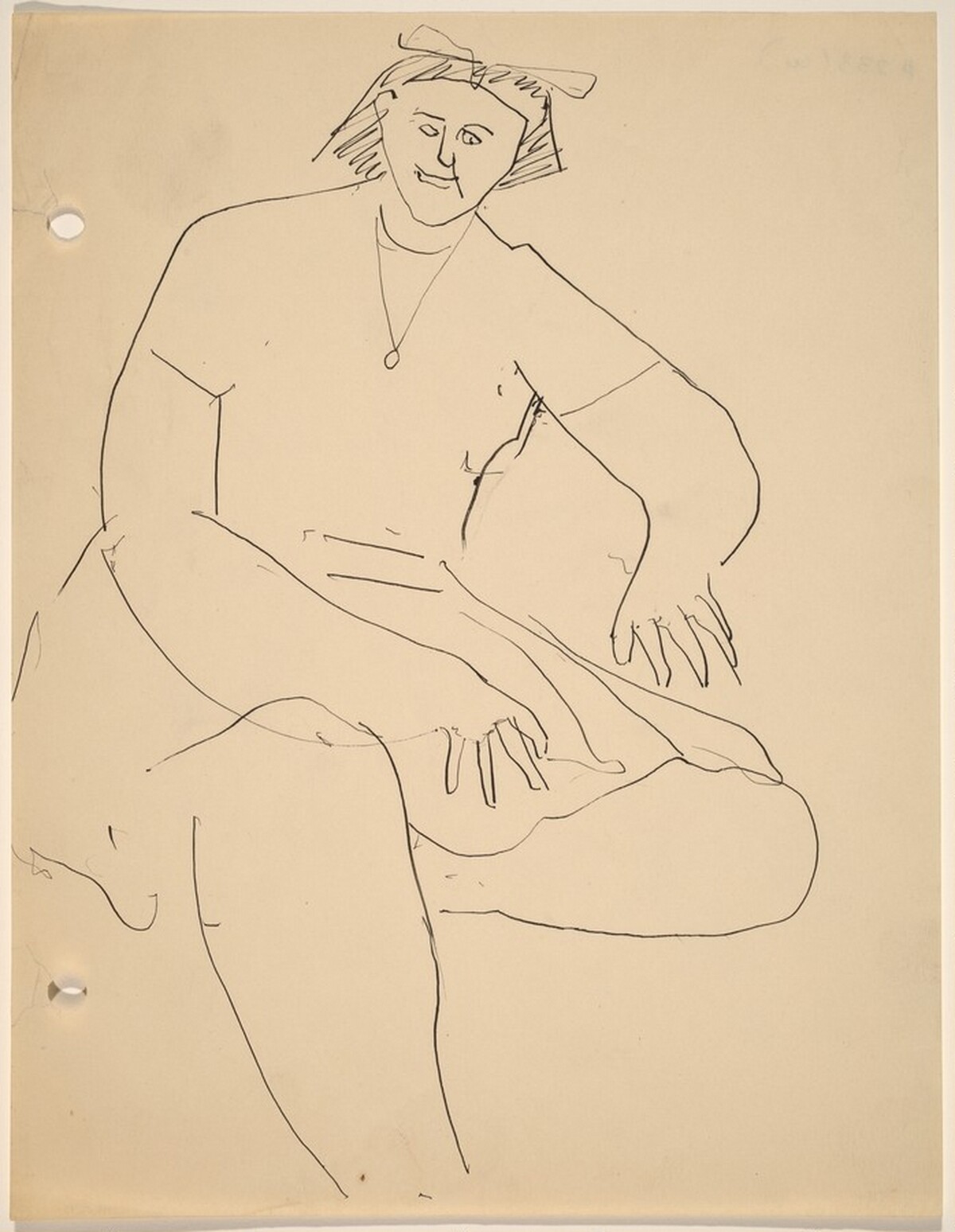 Seated Young Girl Wearing a Locket, Bow in Hair by Mark Rothko