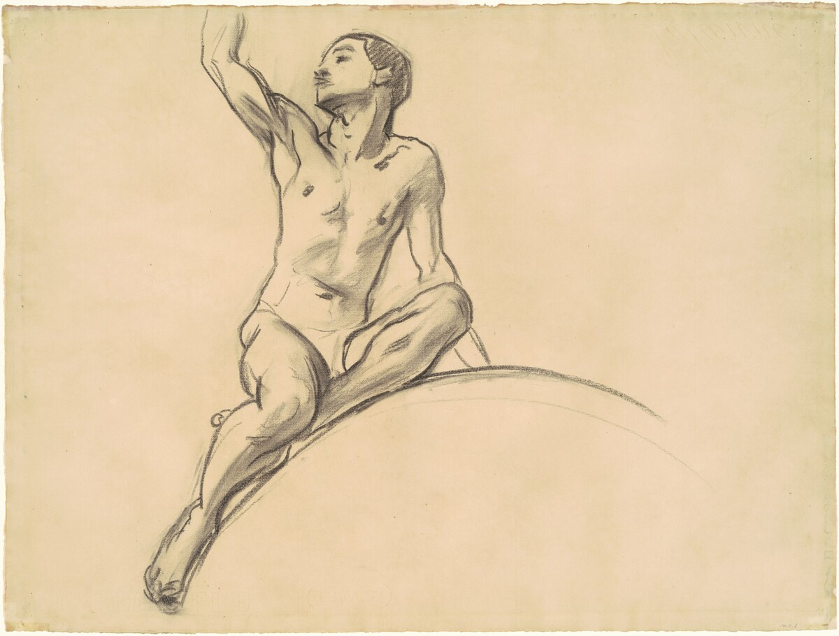 Study for Figure above "Music" by John Singer Sargent