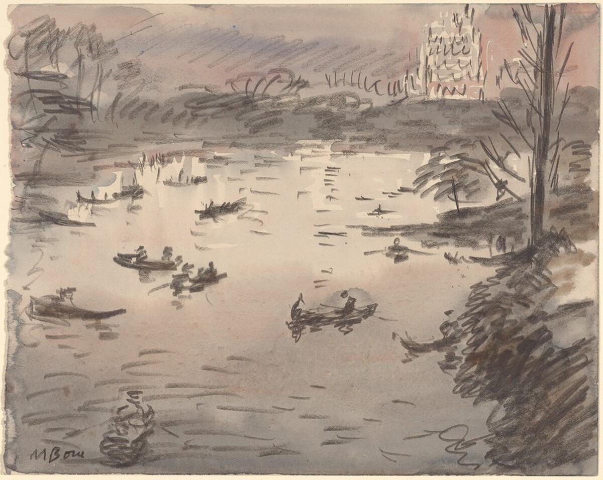 Lake in Central Park, Night by Sir Muirhead Bone