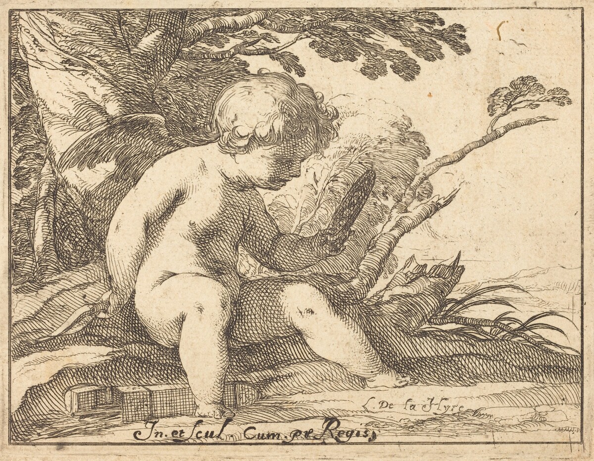 Cupid Looking in a Mirror by Laurent de La Hyre