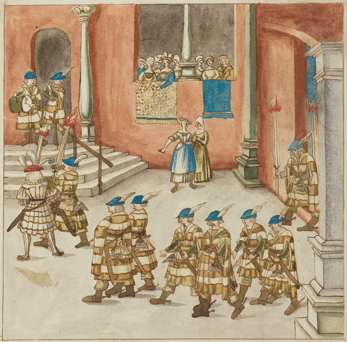 Procession of Knights Viewed by Ladies on a Balcony by German 16th Century