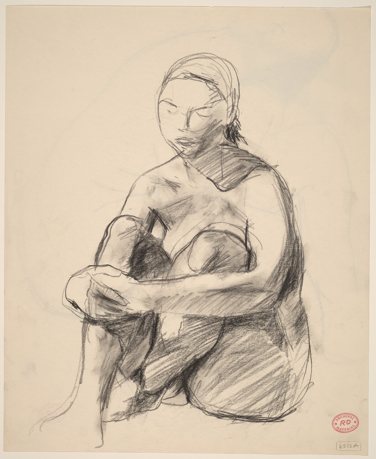 Untitled [female nude seated on floor] [recto] by Richard Diebenkorn
