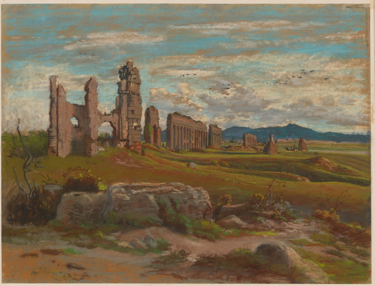 The Aqua Claudia in the Roman Campagna by Félix-Hippolyte Lanoüe