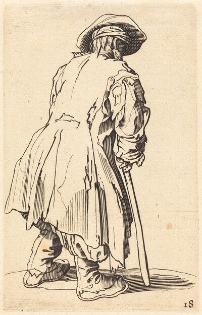 Old Beggar with One Crutch