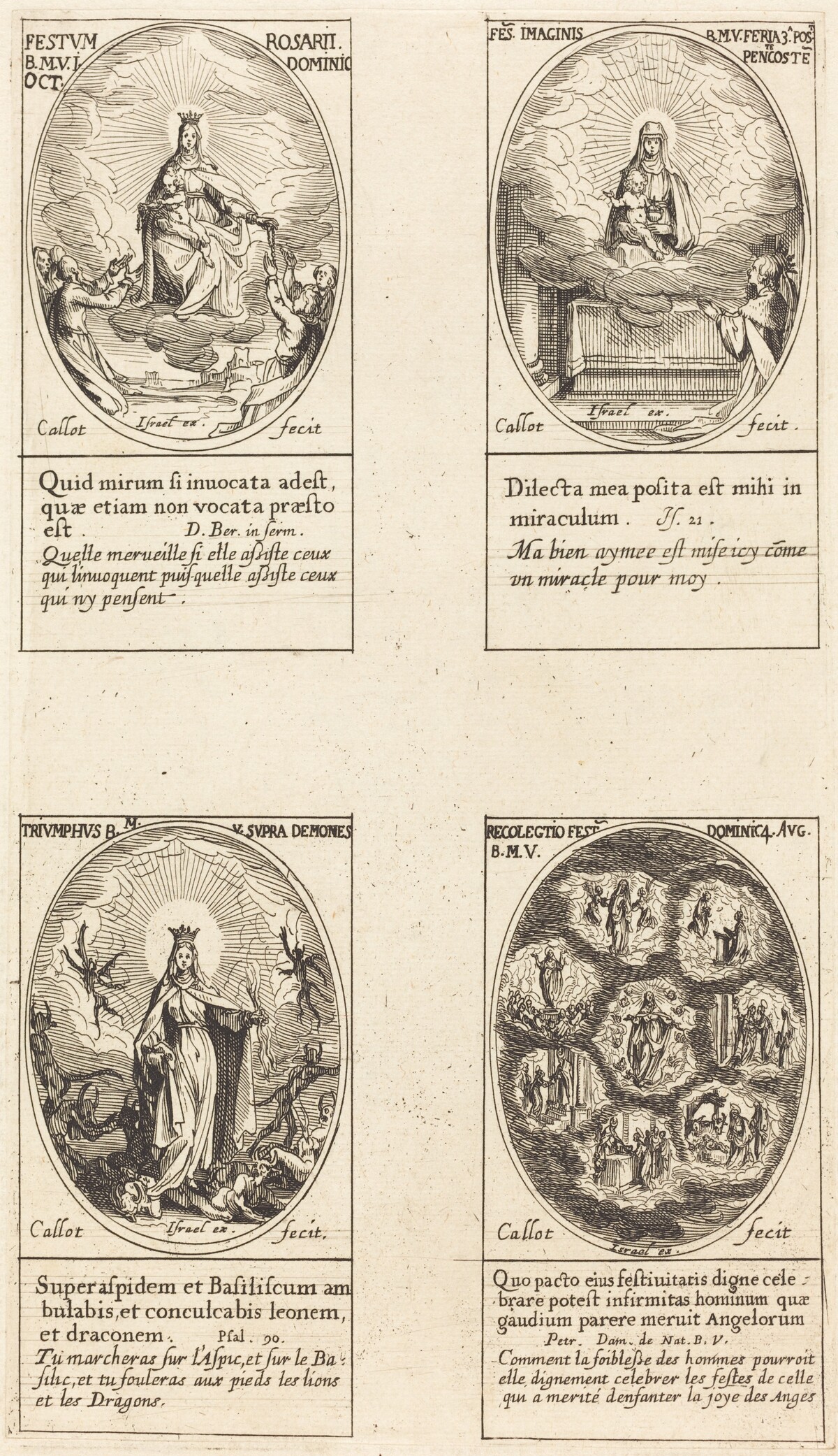 Our Lady of the Rosary; Virgin and Child Appearing in a Cloud; Triumphant Virgin; Collection of the Feasts Dedicated to the Life of the Virgin by Jacques Callot