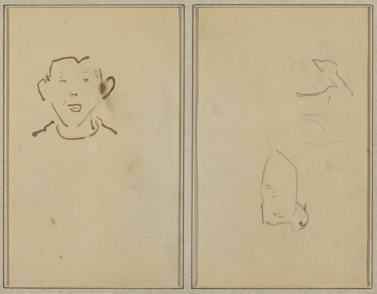 Boy's Face; Two Sheep [verso] by Paul Gauguin