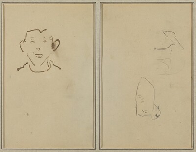 Boy's Face; Two Sheep [verso]