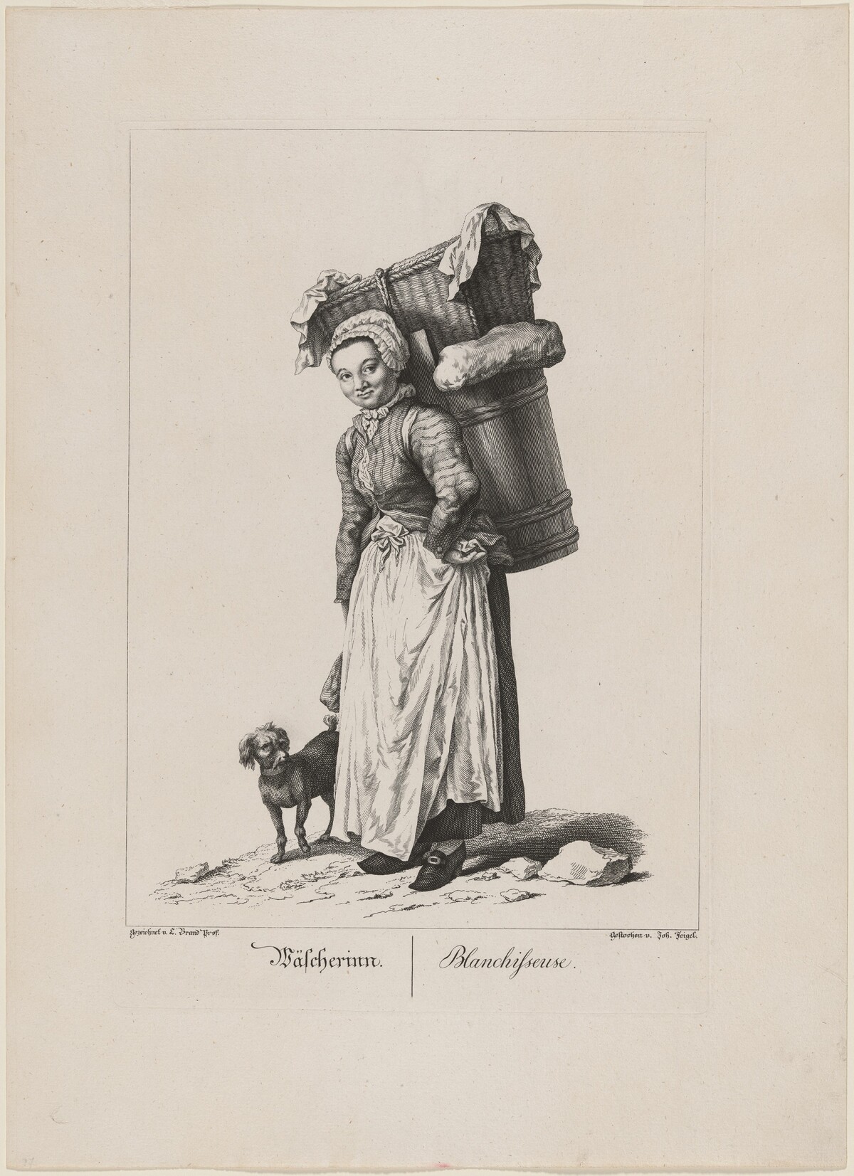 Wäscherinn (Laundress) by Johann Feigel, after Johann Christian Brand