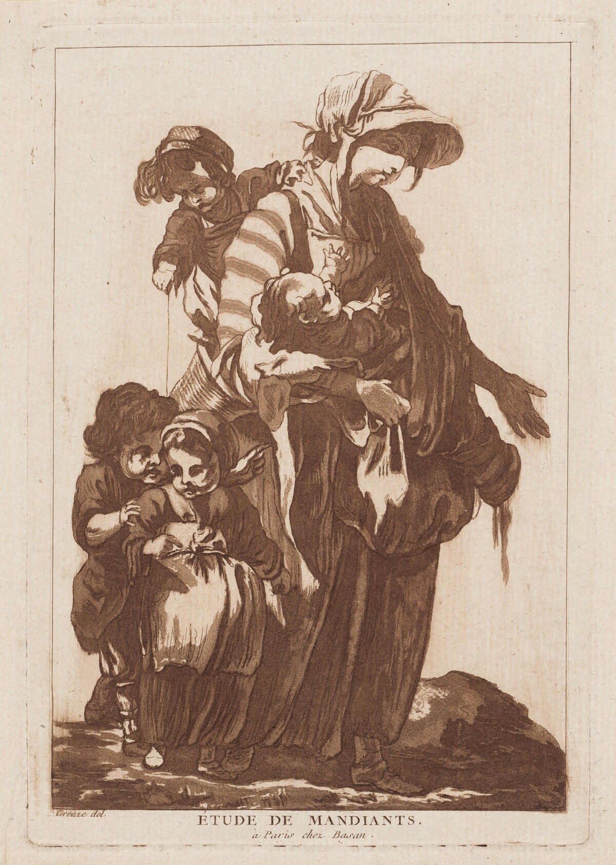 Étude de Mandiants (Study of Beggars) by François-Philippe Charpentier, after Jean-Baptiste Greuze, published by Pierre-François Basan