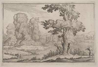 Herdsman and Cows Crossing a River