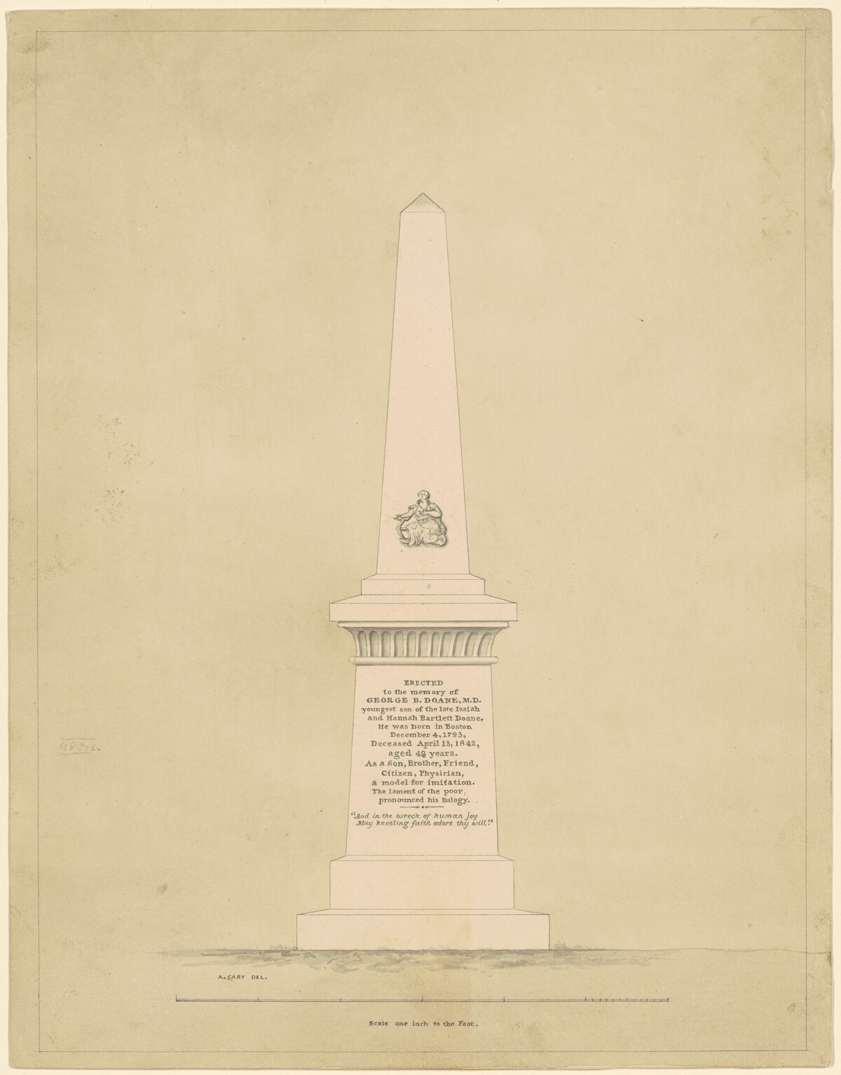Design for a Monument in Memory of George B. Doane by Alpheus Cary