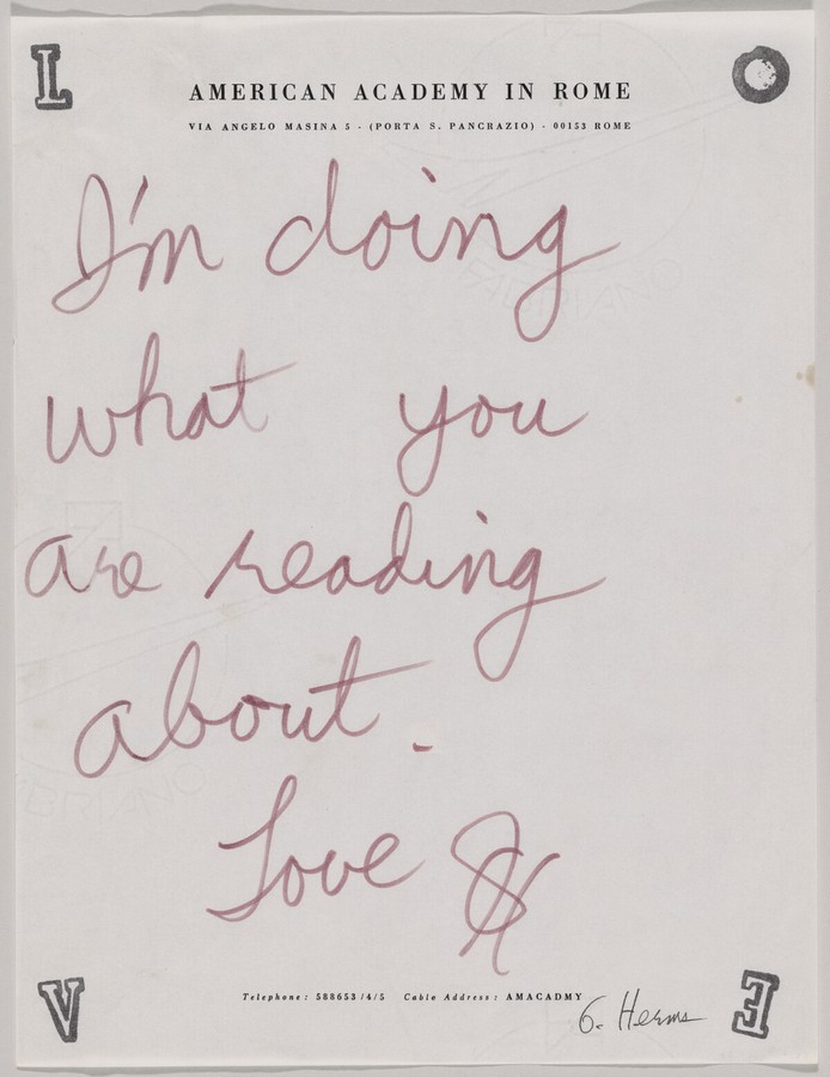 I'm doing what you're reading about. Love GH by George Herms