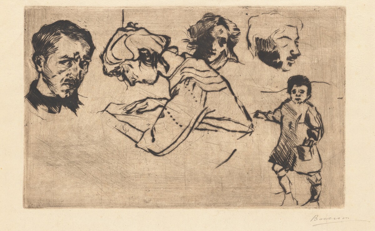 Self-Portrait with Four Other Studies by Umberto Boccioni