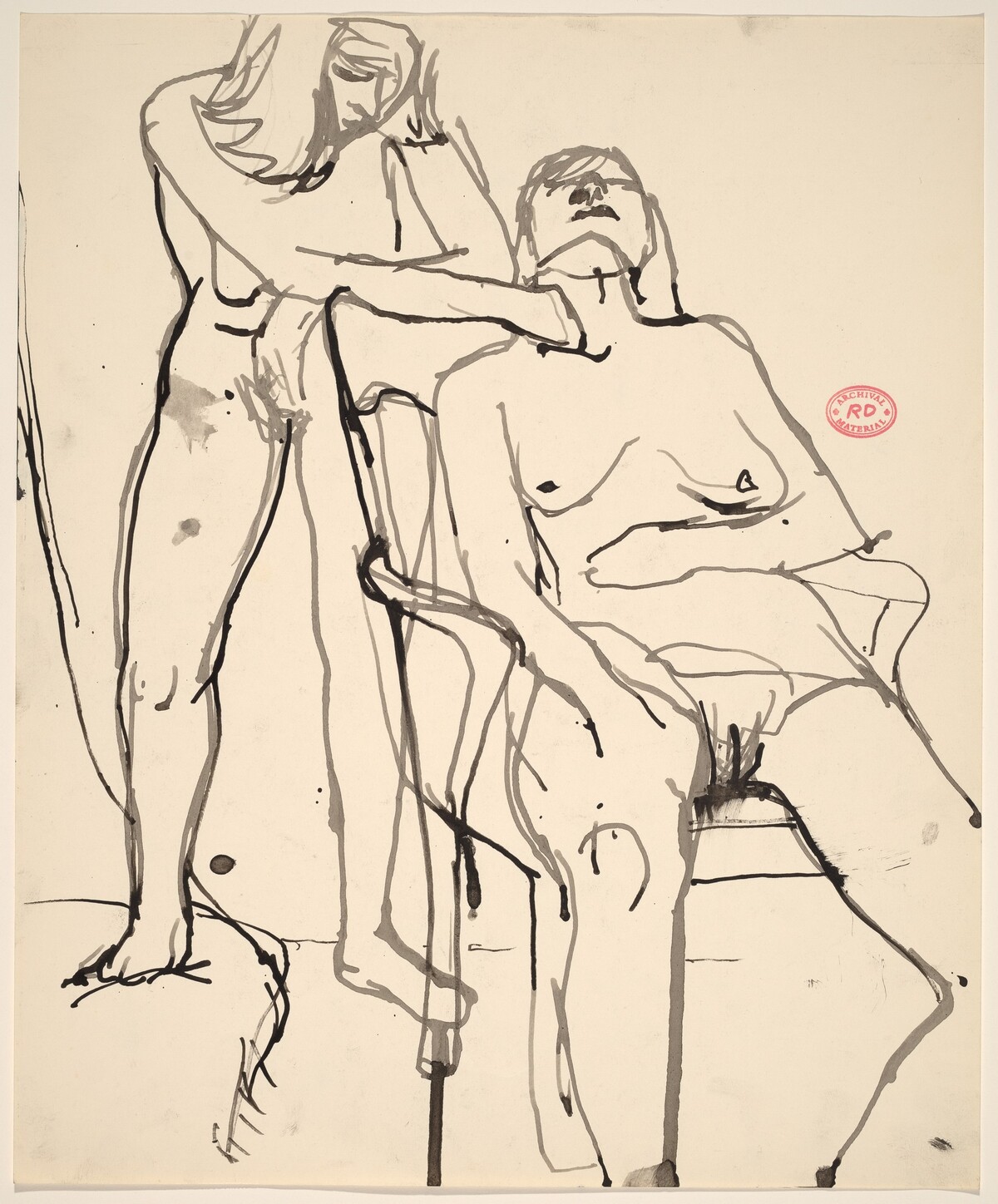 Untitled [standing female nude behind a seated female nude] by Richard Diebenkorn