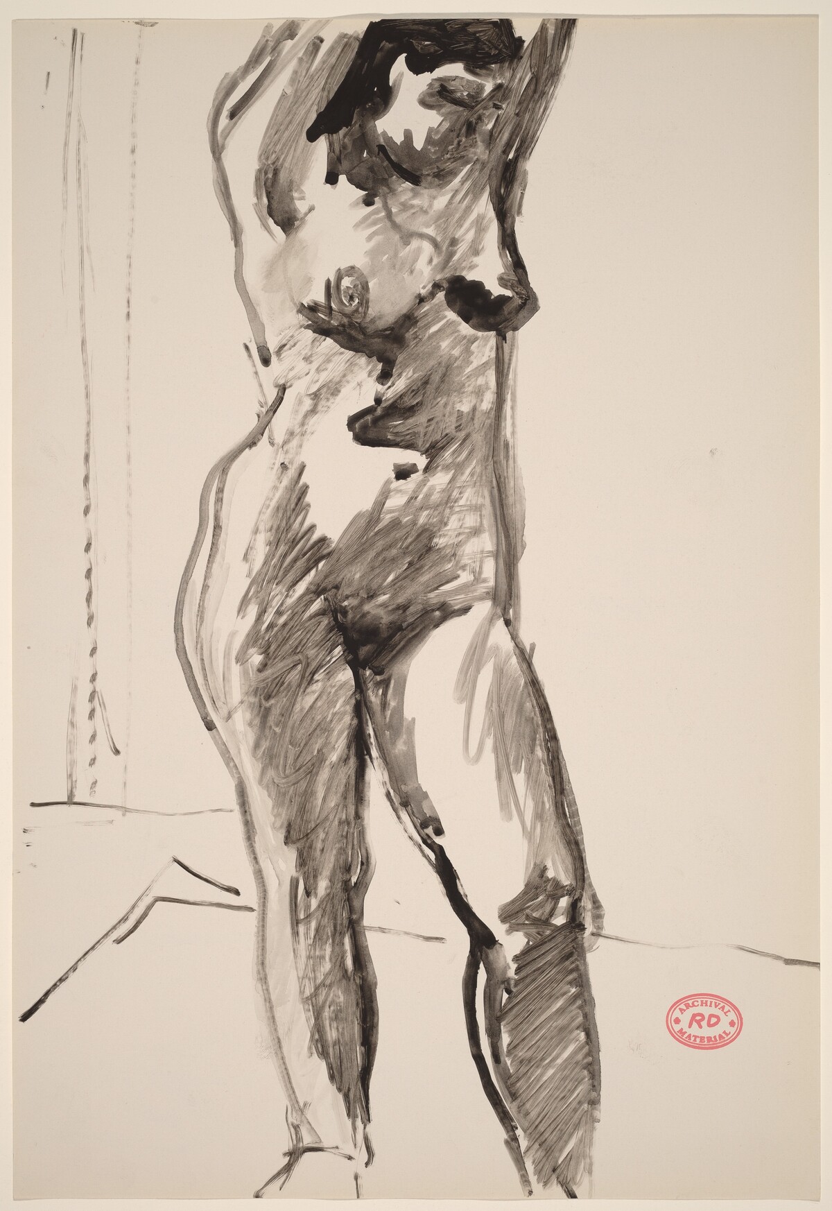 Untitled [standing female nude with arms raised] by Richard Diebenkorn