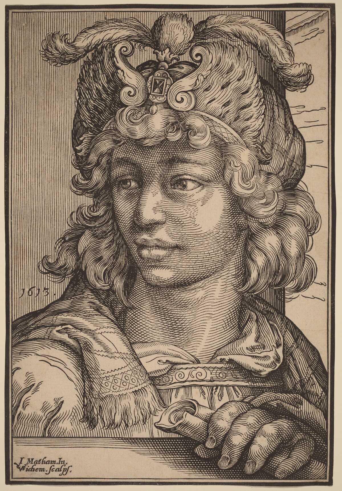 Bust of a Young Man by Christoffel van Sichem I after Jacob Matham