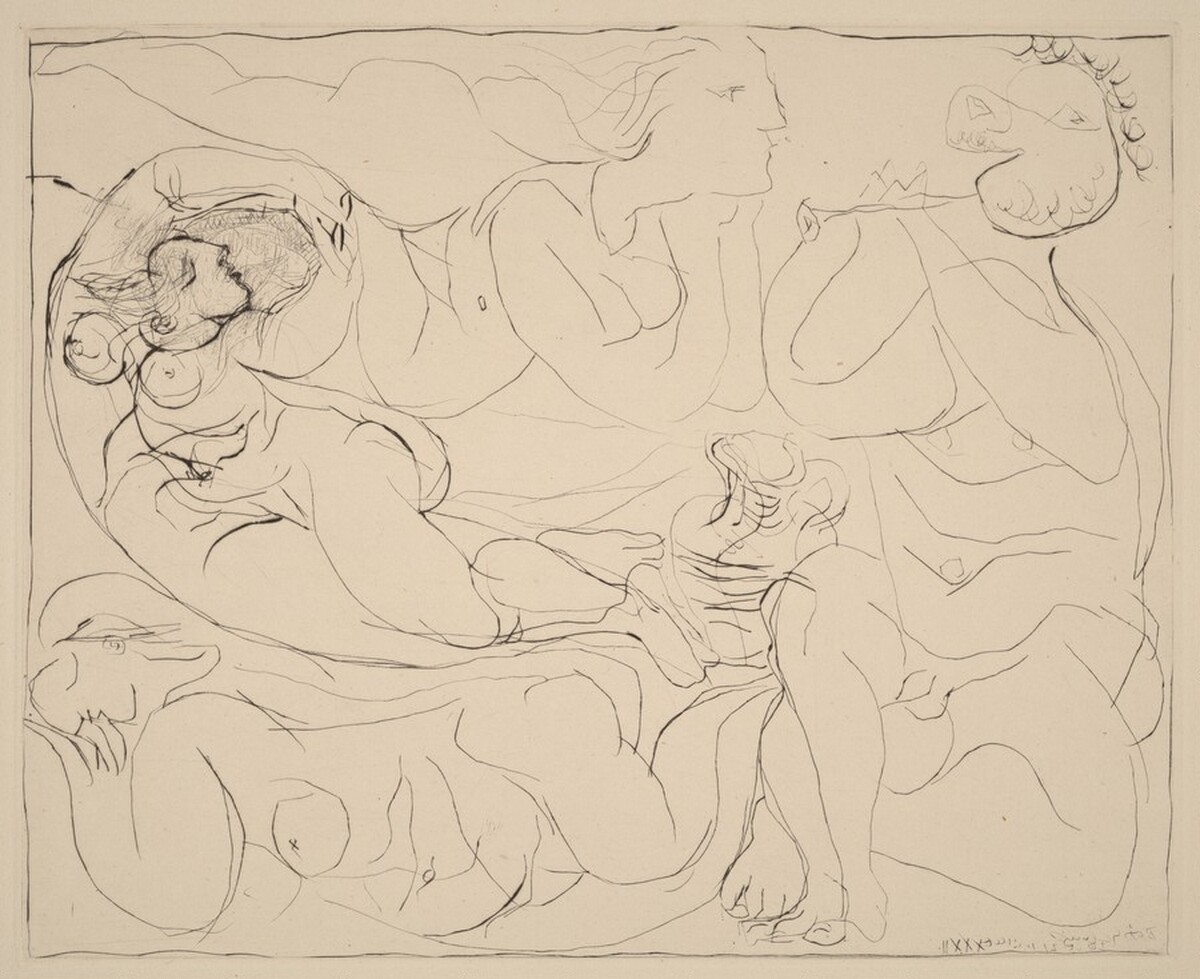 Flautist and Three Nudes (Flûtiste et trois femmes nues) by Pablo Picasso