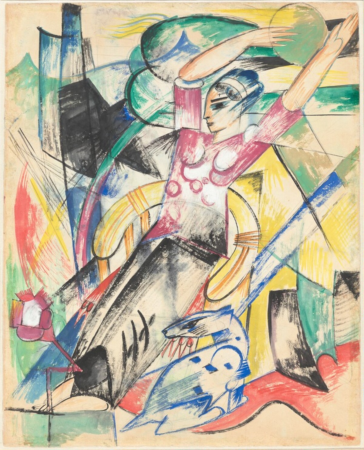 Adda Deichmann Reclining in a Chair (verso) by Heinrich Campendonk