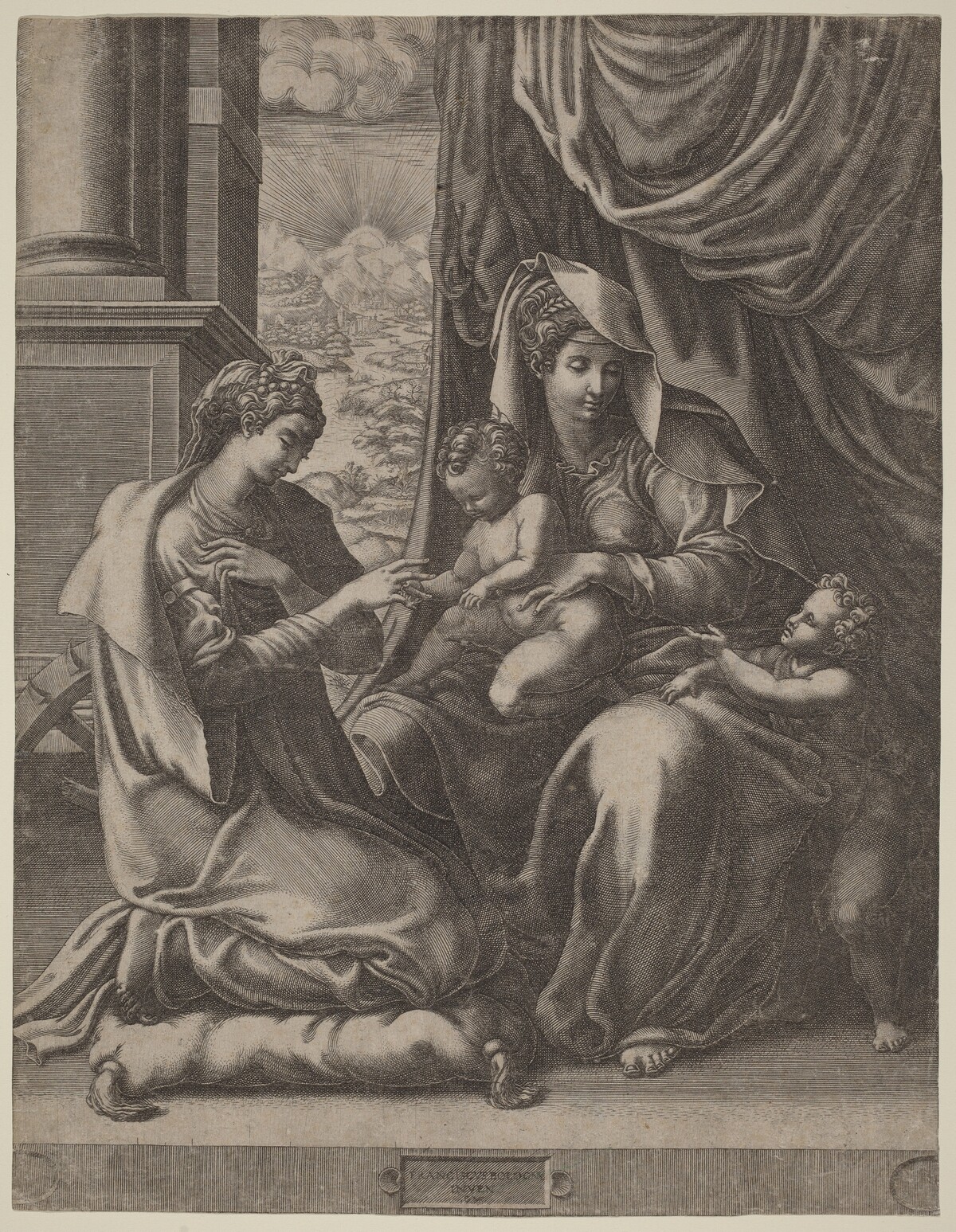 The Mystic Marriage of Saint Catherine by Giorgio Ghisi after Francesco Primaticcio