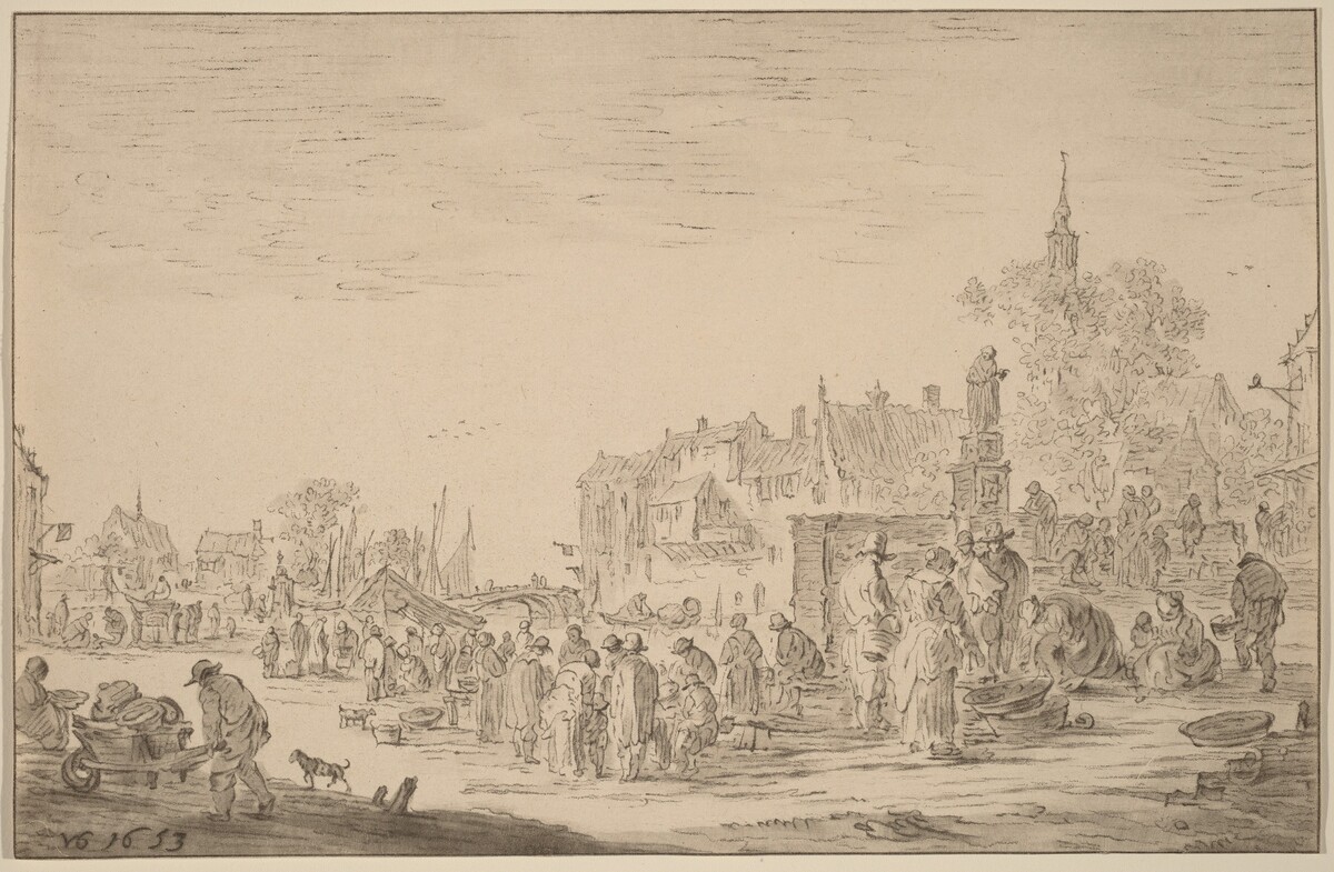 Fish Market by Cornelis Ploos van Amstel after Jan van Goyen