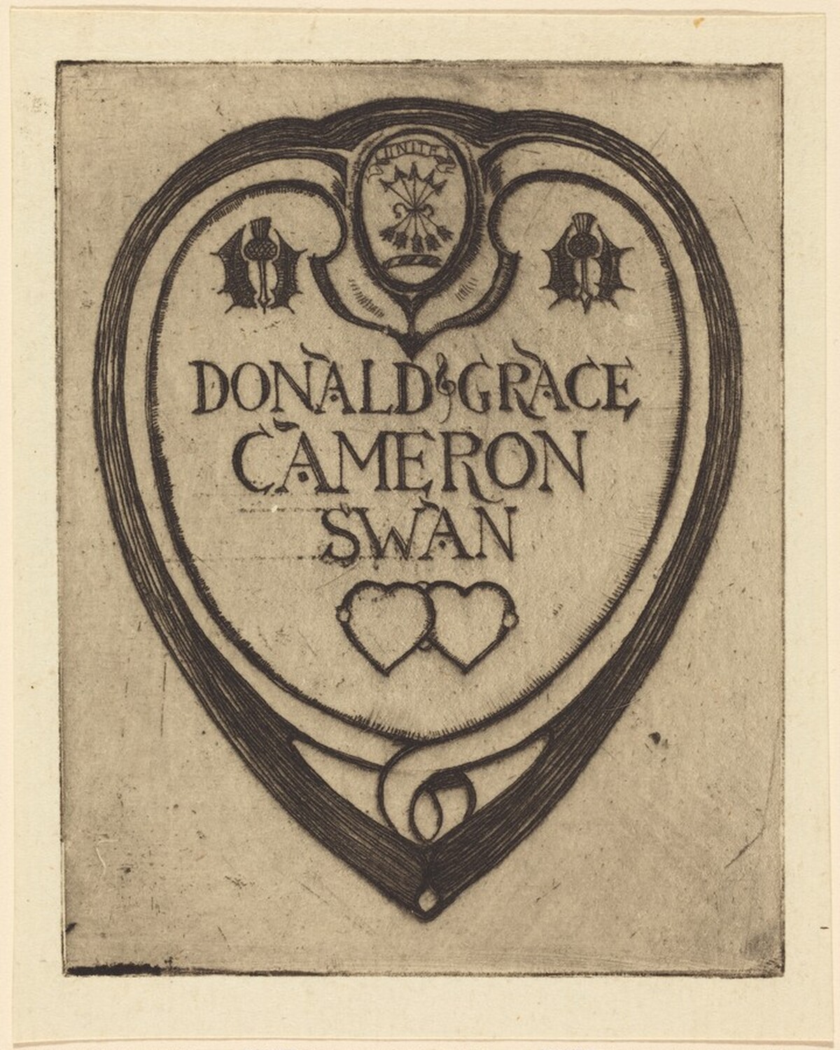 Bookplate of Donald Grace (Cameron Swan) by David Young Cameron